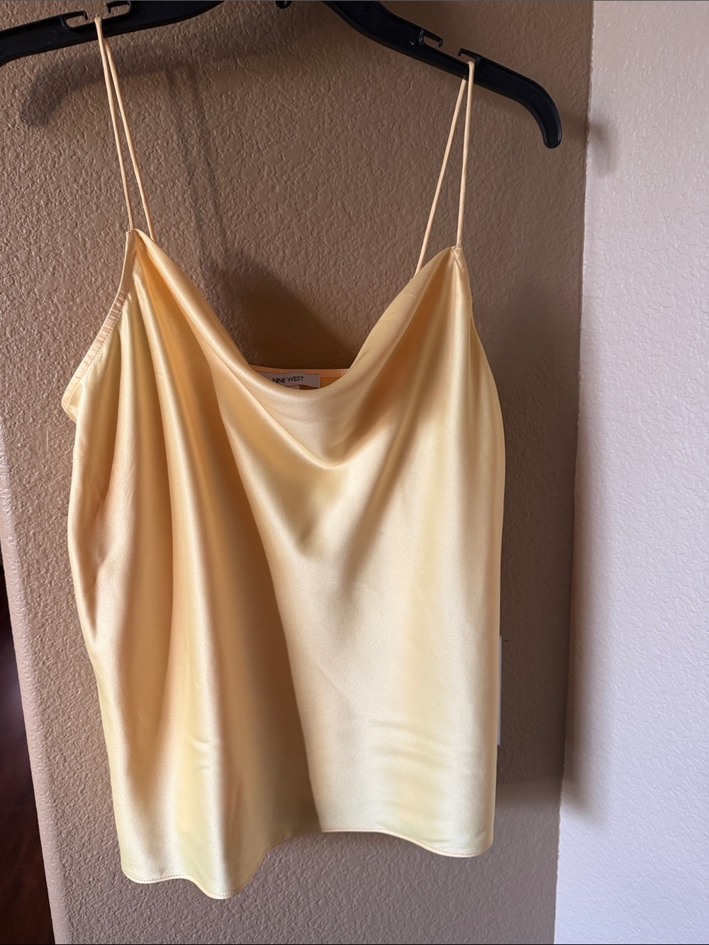 Nine West Pale Yellow Satin Cowl-Neck Camisole #NWT